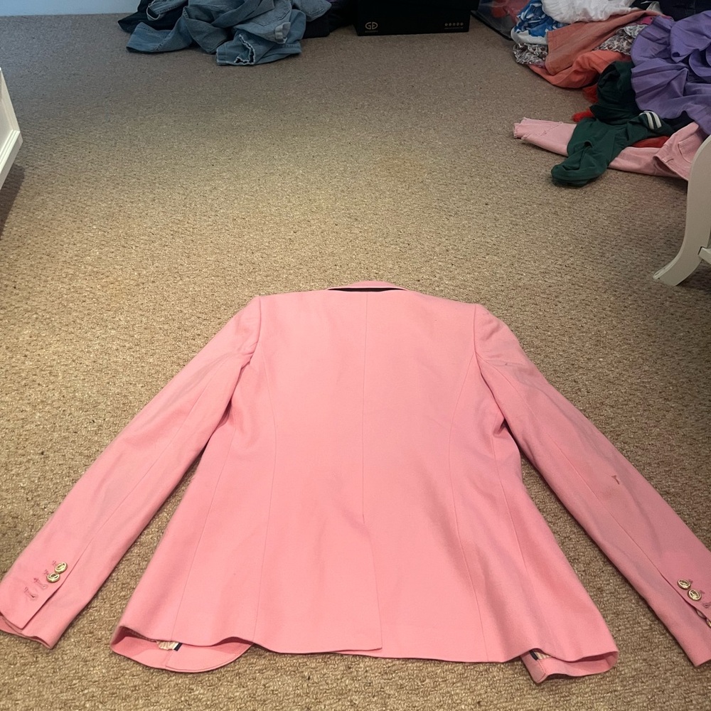 J.Crew Factory Herringbone Wool-Blend Schoolboy Blazer โ Pink โ Size 4 - Picture 7 of 8
